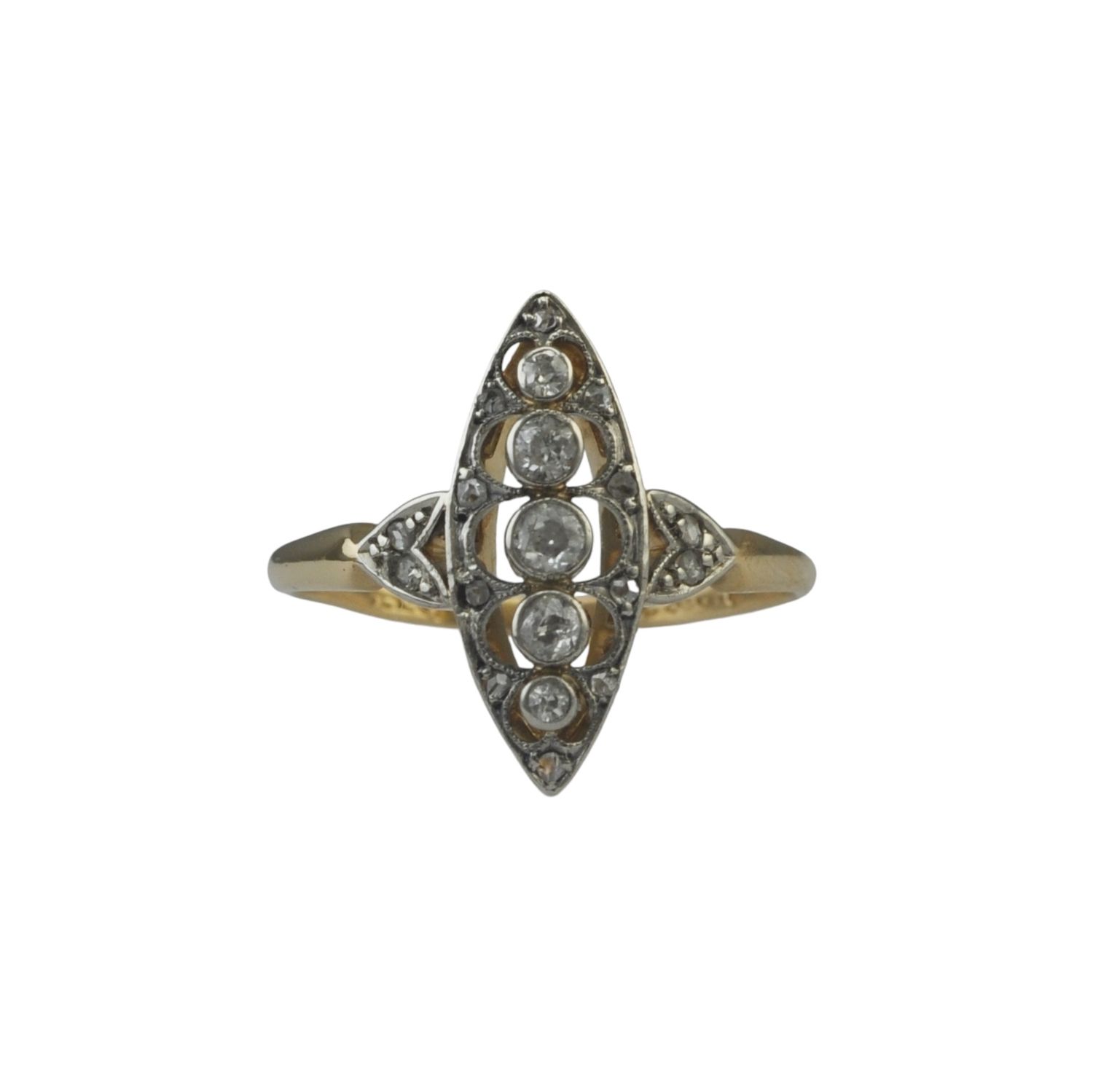 Edwardian 18ct and Platinum Marquise Diamond Ring