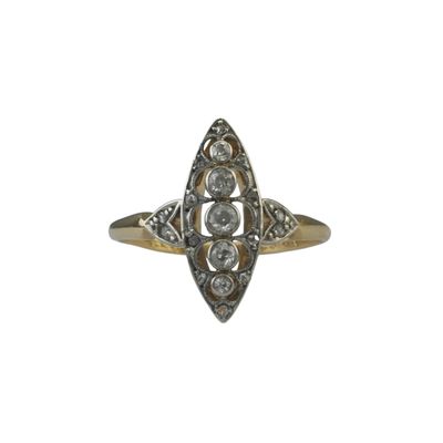 Edwardian 18ct and Platinum Marquise Diamond Ring