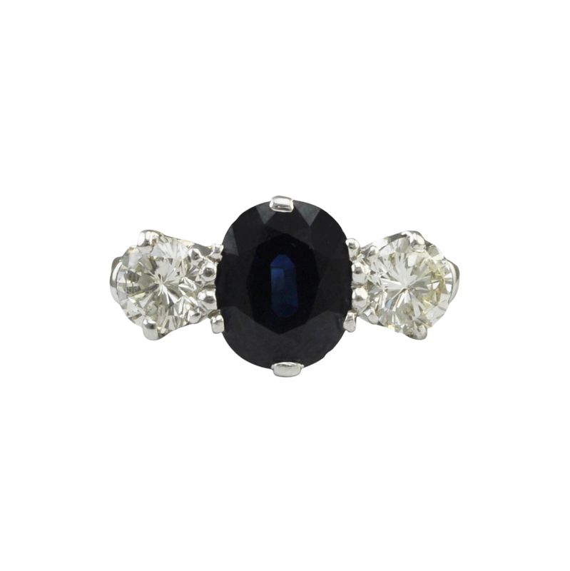 18ct Sapphire and Diamond Three Stone Ring