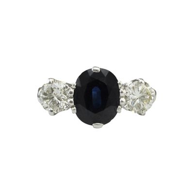 18ct Sapphire and Diamond Three Stone Ring