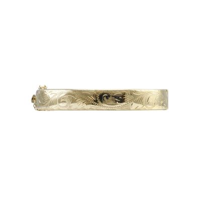 9ct Gold Floral Patterned Bangle