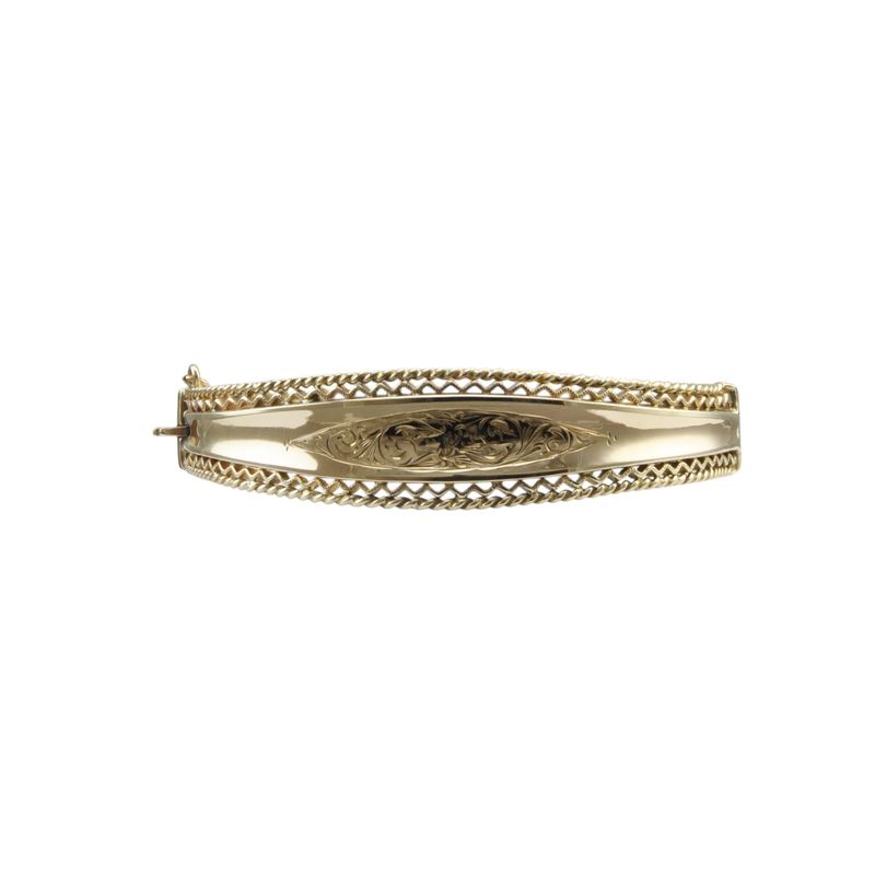 9ct Gold Vintage Patterned Bangle