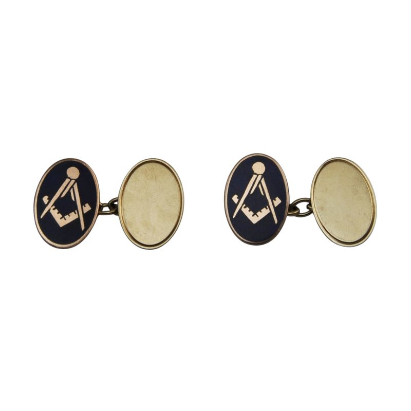 9ct Gold & Enamel Masonic Cufflinks