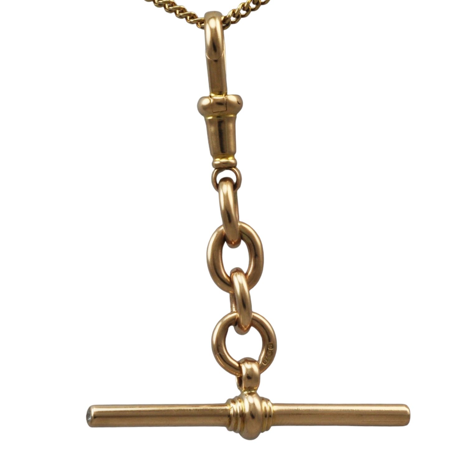 Antique 9ct Gold Diamond-Set T-Bar Pendant