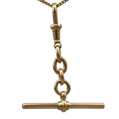 Antique 9ct Gold Diamond-Set T-Bar Pendant