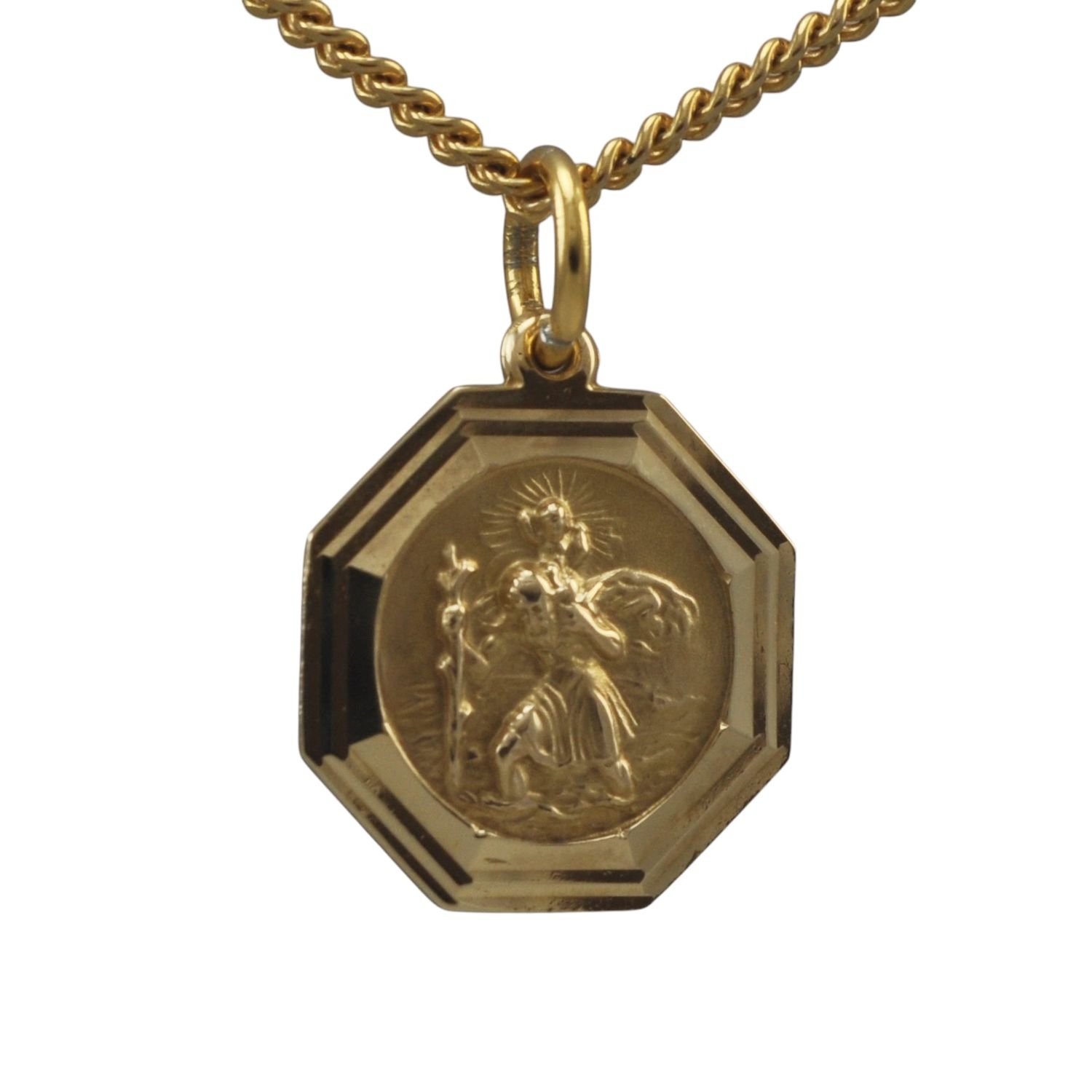 9ct Gold Octagonal St Christopher Pendant