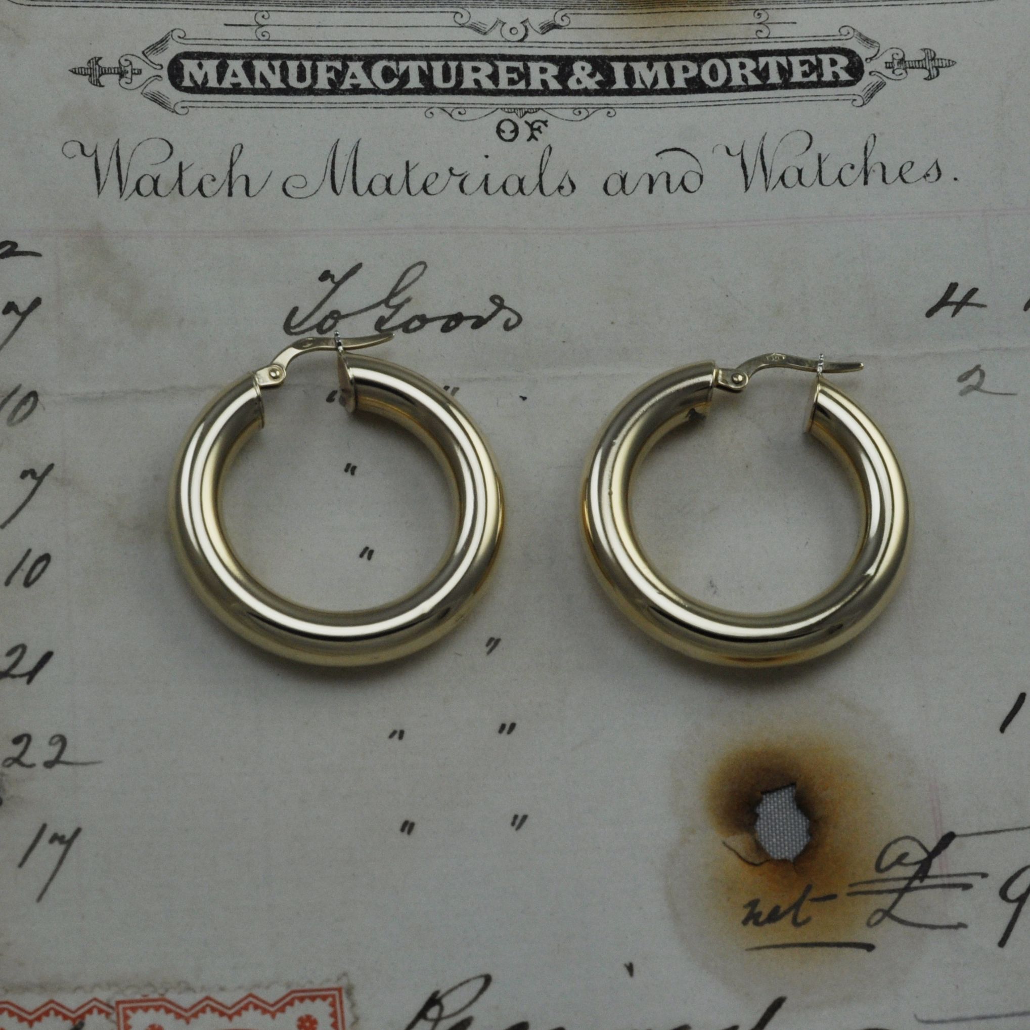 9ct Gold Large Hollow Hoop Earrings - SOLD