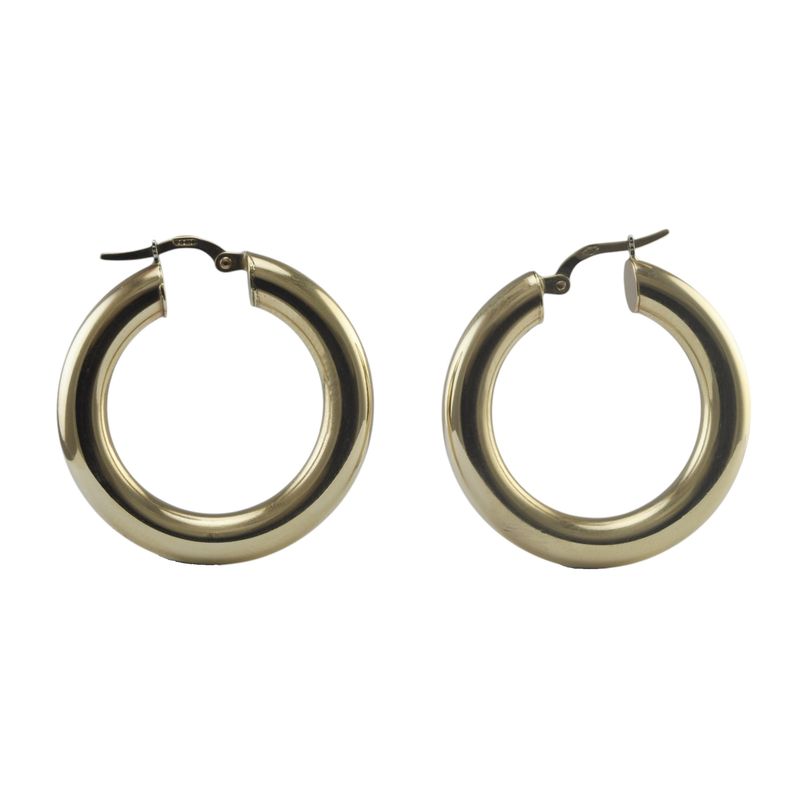 9ct Gold Large Hollow Hoop Earrings - SOLD