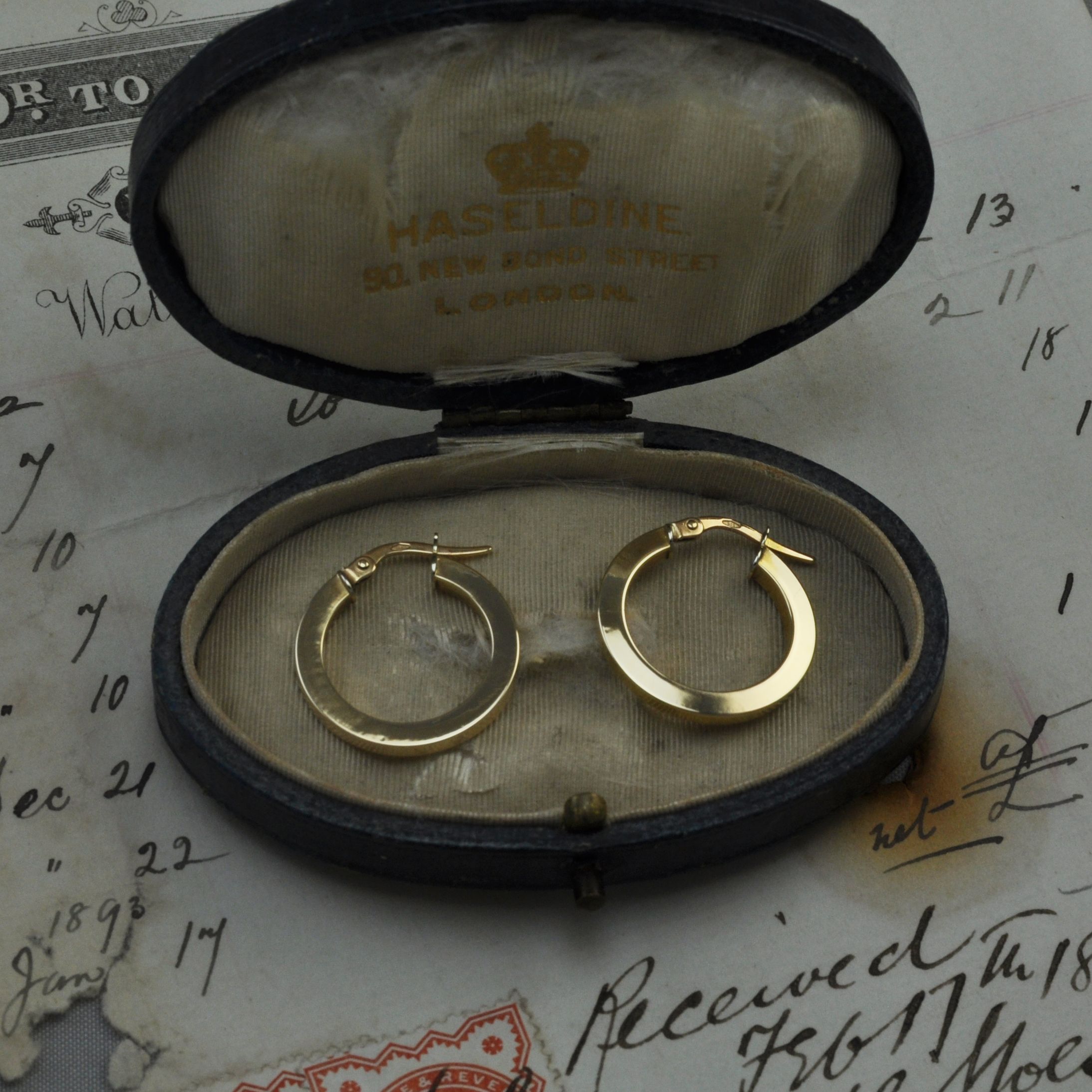 14ct Flat Hollow Hoop Earrings - RESERVED
