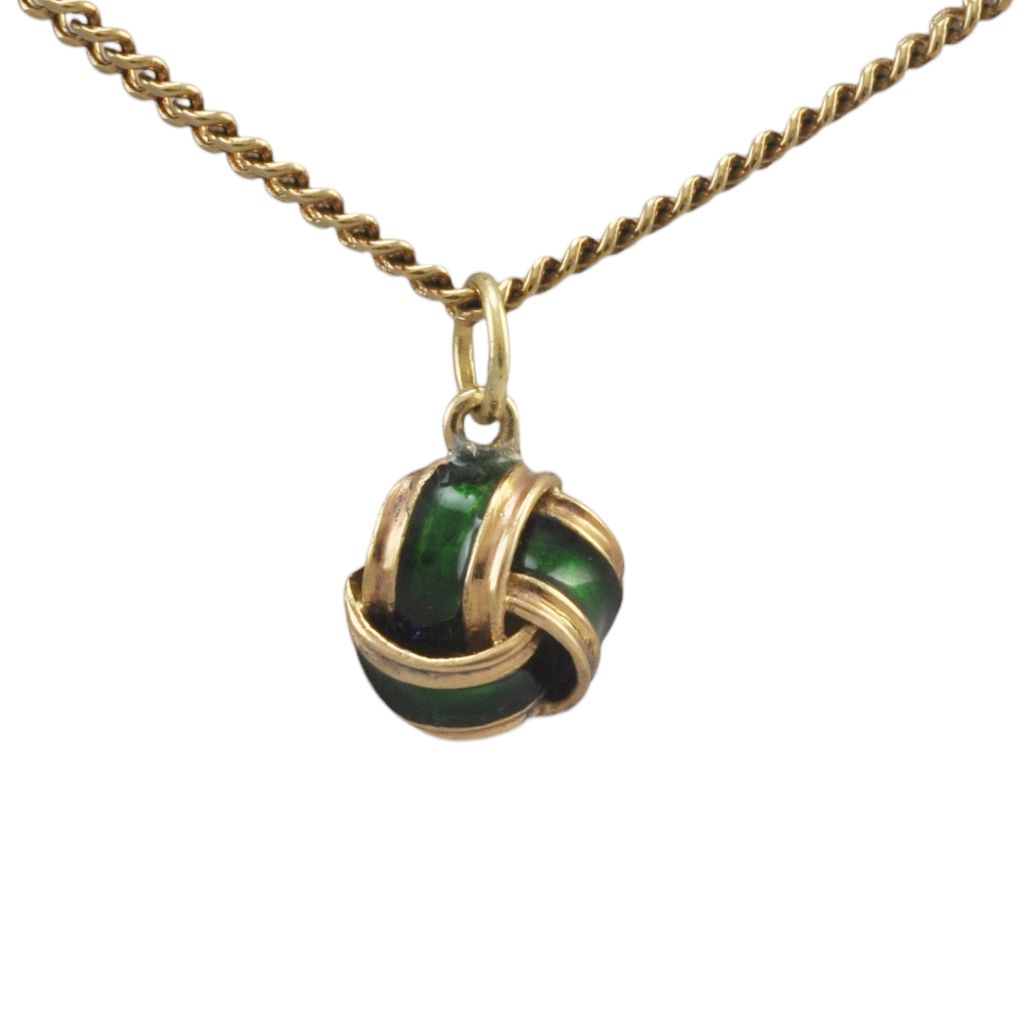 9ct Gold Green Enamel Knot Pendant - SOLD
