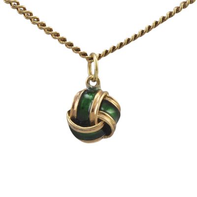9ct Gold Green Enamel Knot Pendant - SOLD