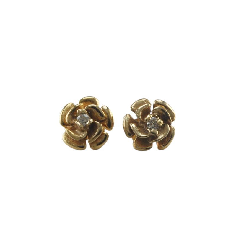 9ct Gold and Diamond Rose Stud Earrings - RESERVED