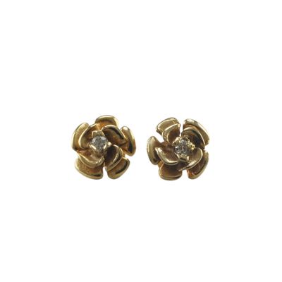 9ct Gold and Diamond Rose Stud Earrings - RESERVED