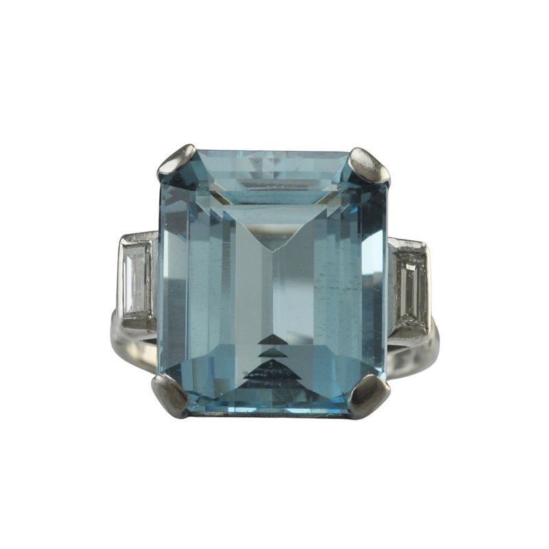 Aquamarine and Diamond Cocktail Ring - SOLD