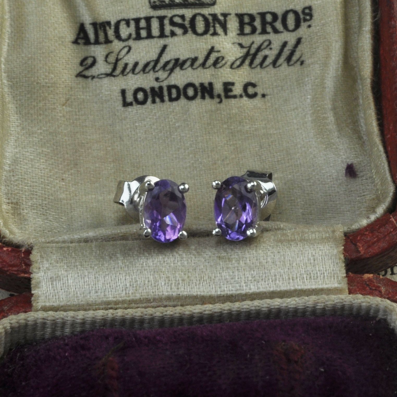9ct White Gold Amethyst Studs