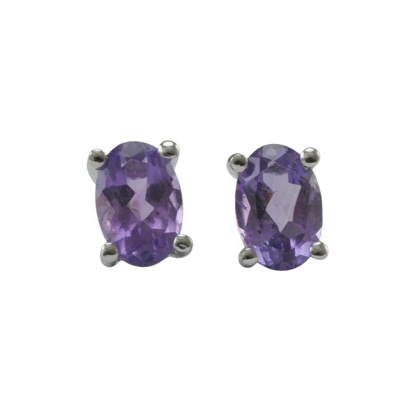 9ct White Gold Amethyst Studs