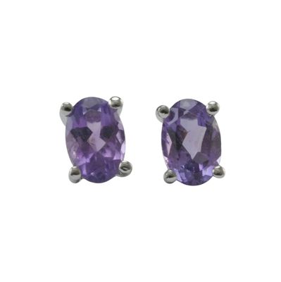 9ct White Gold Amethyst Studs
