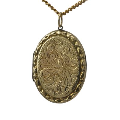 9ct Back and Front Oval Floral Locket