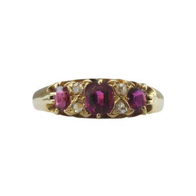 Edwardian 18ct Gold, Ruby and Diamond Ring