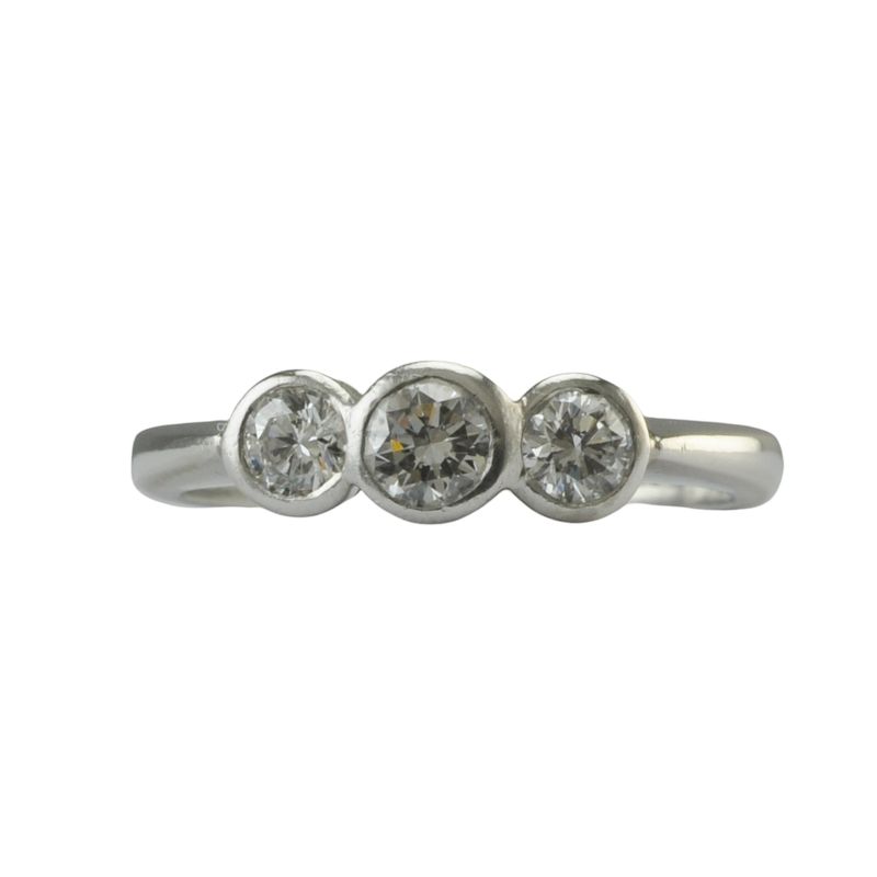 Platinum and Diamond Three-Stone Ring