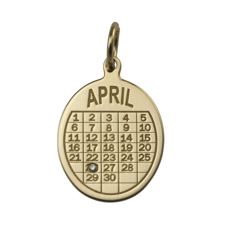 9ct Gold and Diamond Oval Calendar Pendant