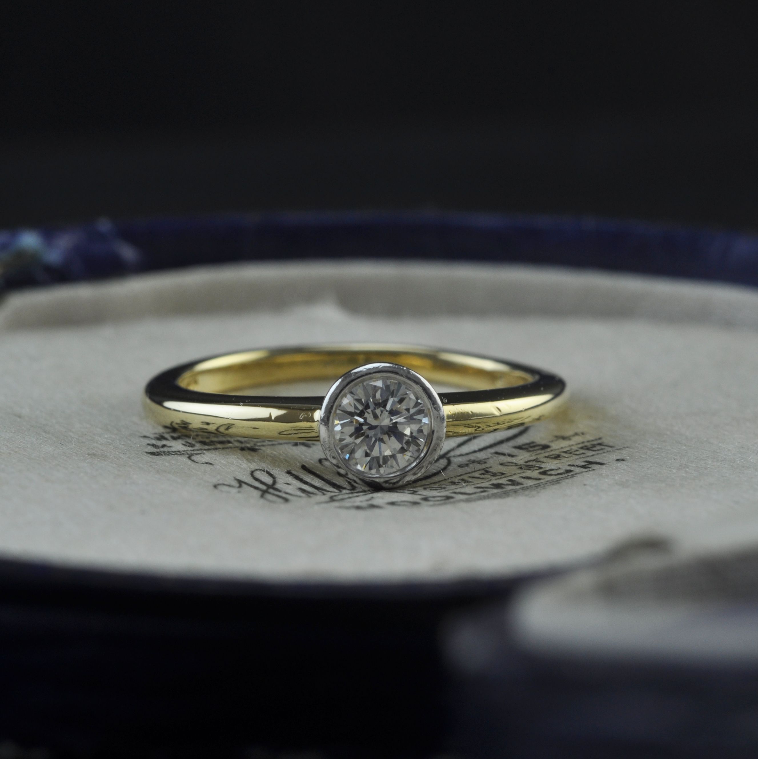 Rub-Over Diamond Solitaire Engagement Ring
