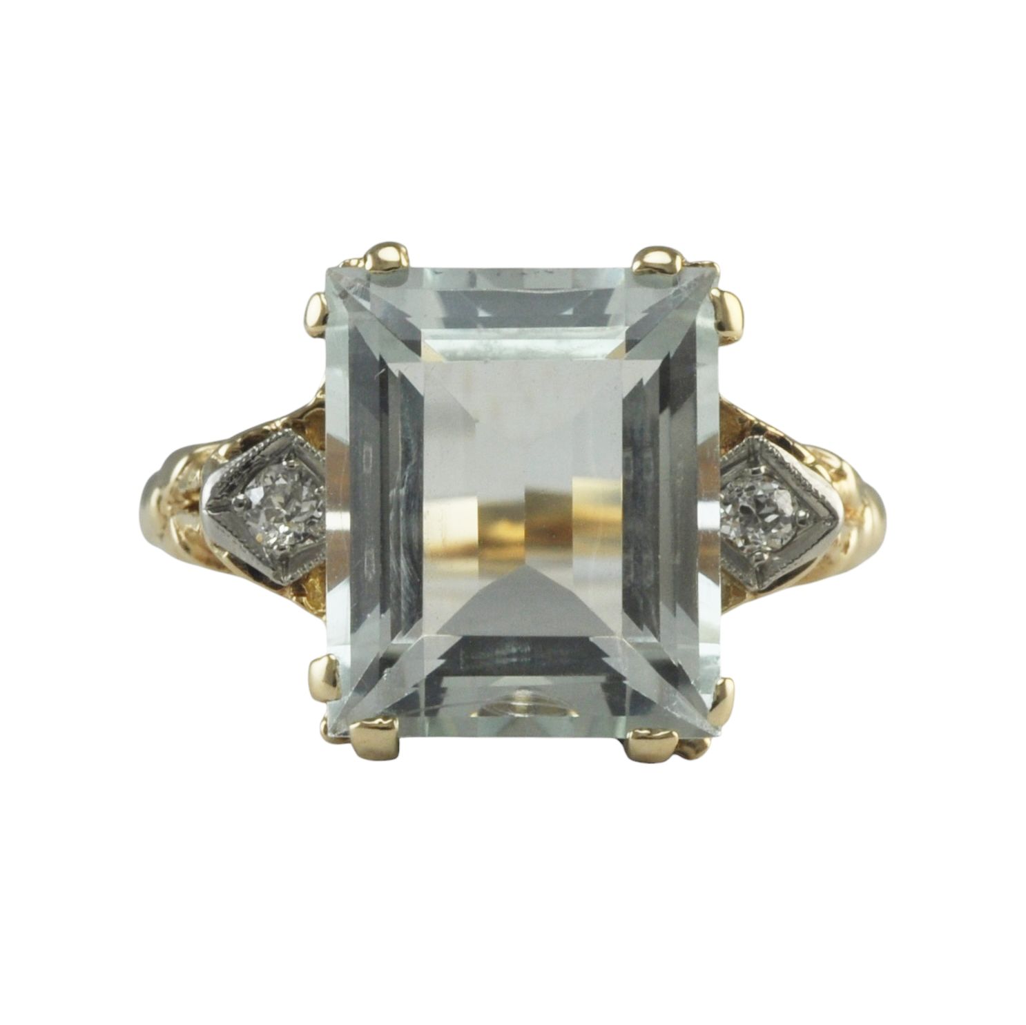 14ct and Platinum Aquamarine & Diamond Ring