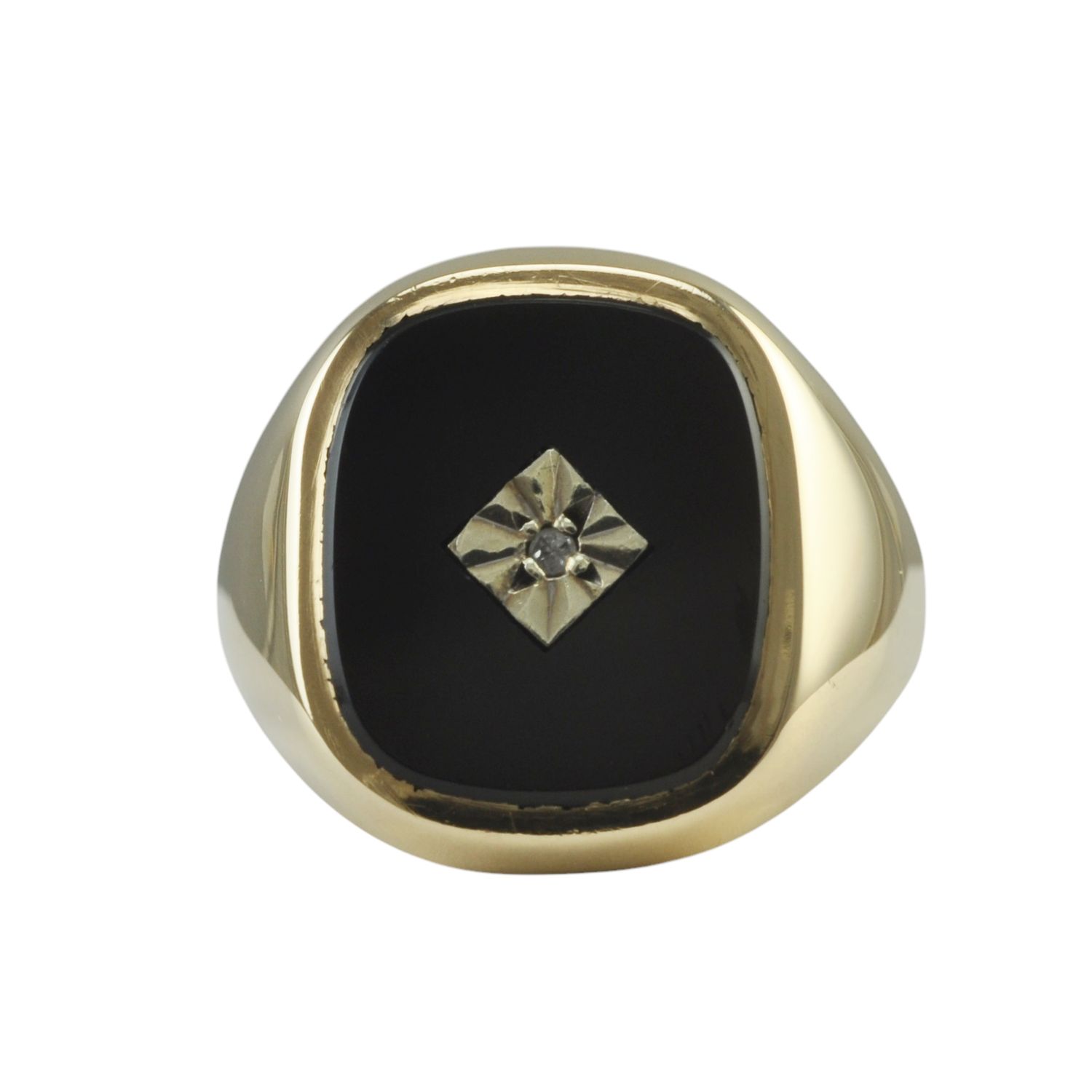 9ct Gold Onyx and Diamond Ring