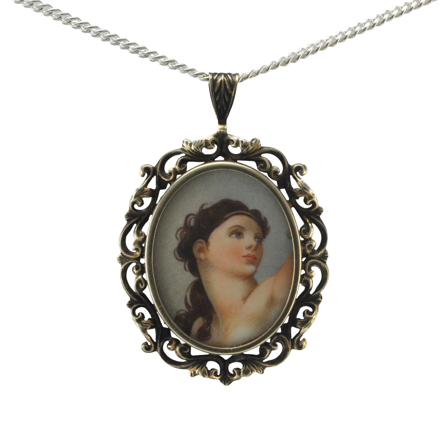 Antique Silver Portrait Pendant