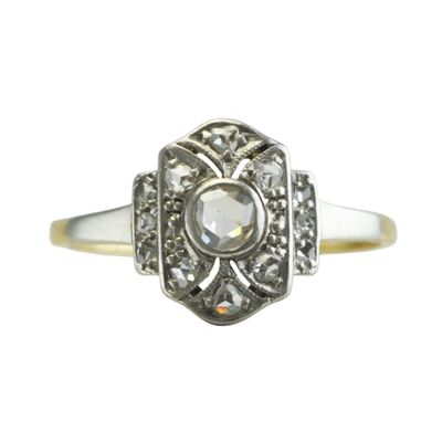 14ct Rose Cut Diamond Art Deco Ring