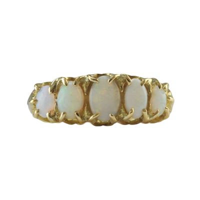 Edwardian 18ct Gold Five-Stone Opal Ring