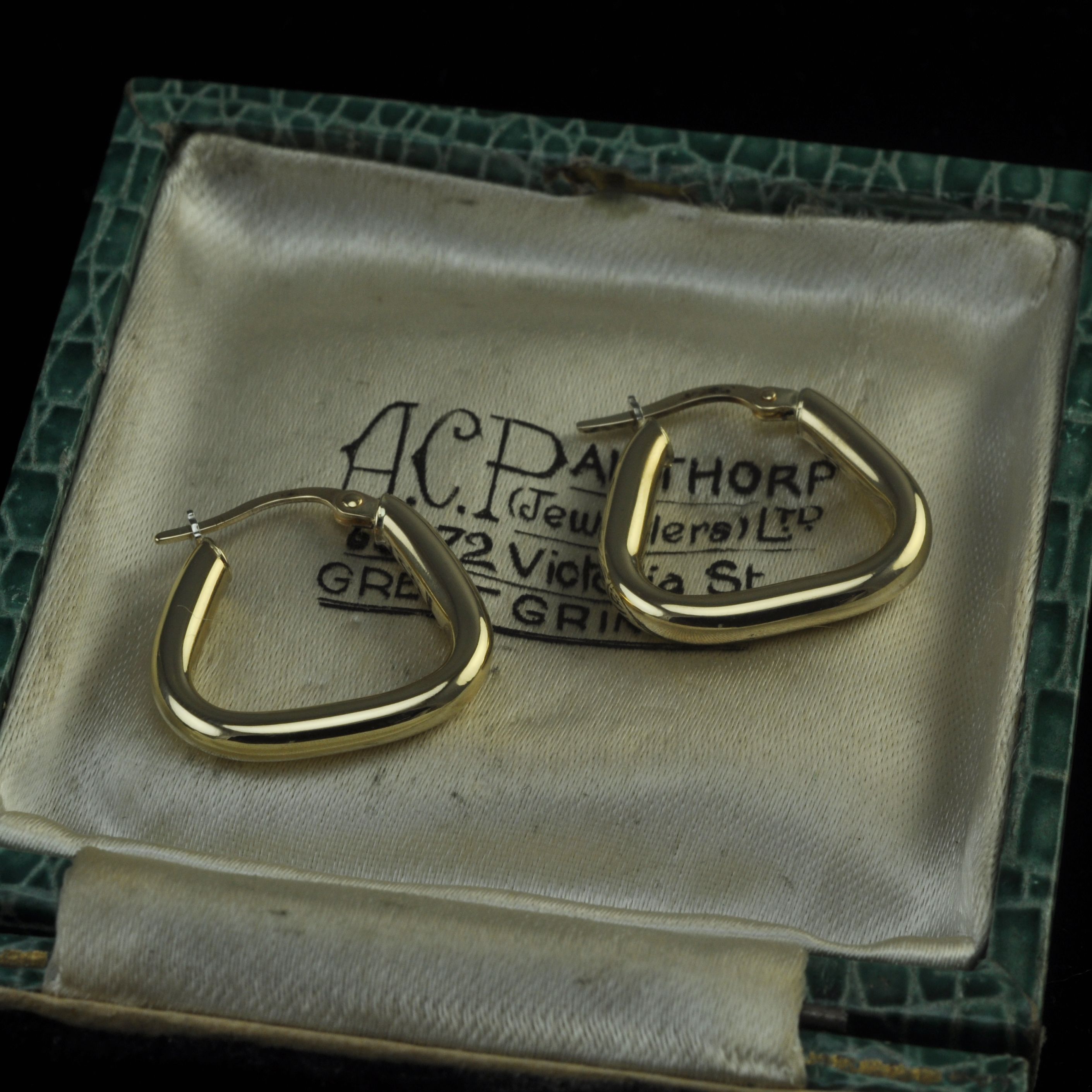 9ct Gold Triangular Hoop Earrings