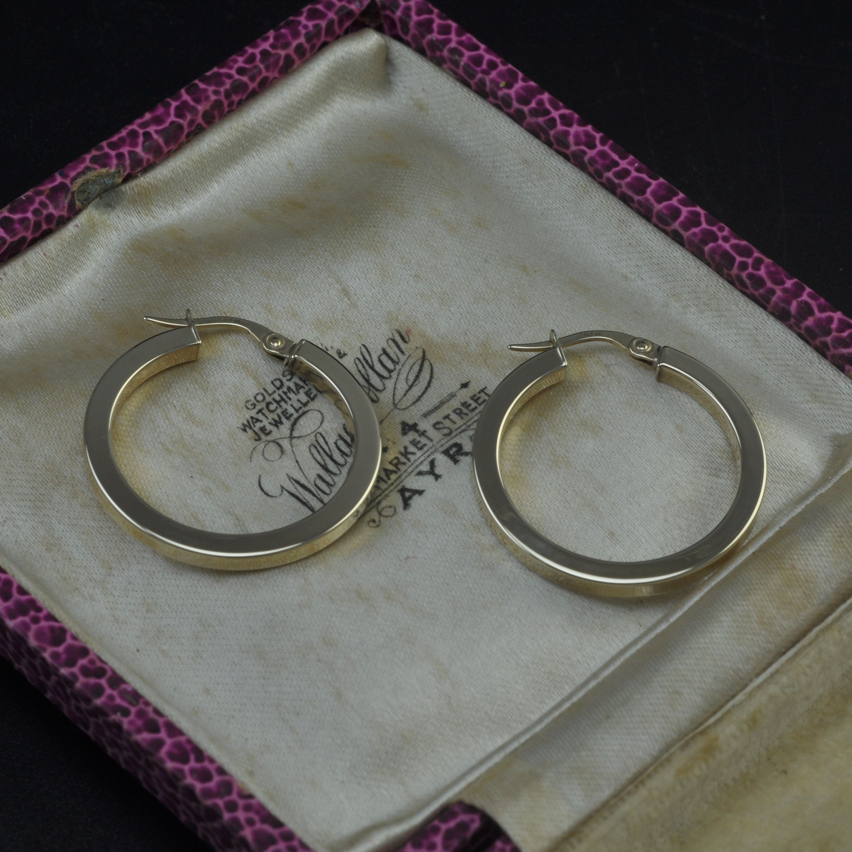 9ct Gold Rectangular Hoop Earrings
