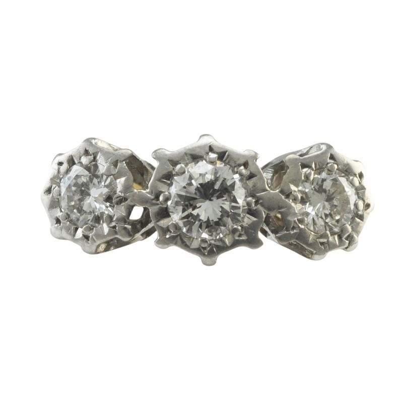 18ct Gold Diamond Three Stone Illusion Ring - SOLD