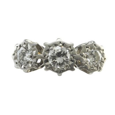 18ct Gold Diamond Three Stone Illusion Ring - SOLD