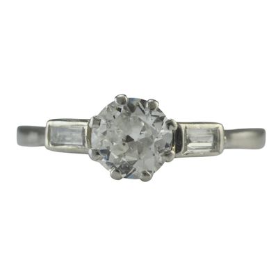 Antique Art Deco Platinum and Diamond Engagement Ring