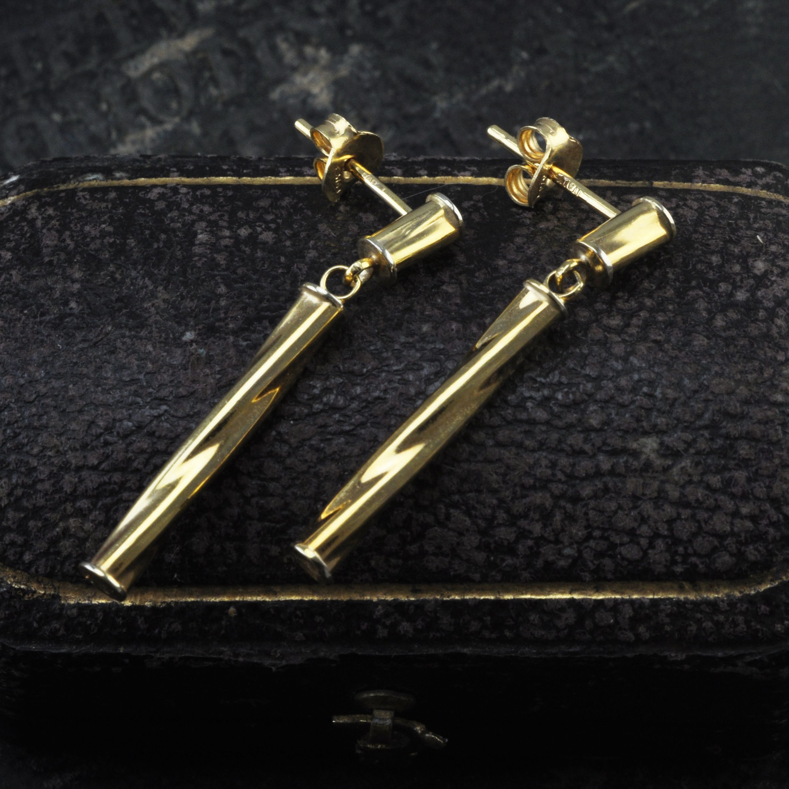 9ct Gold Twisted Long Drop Earrings