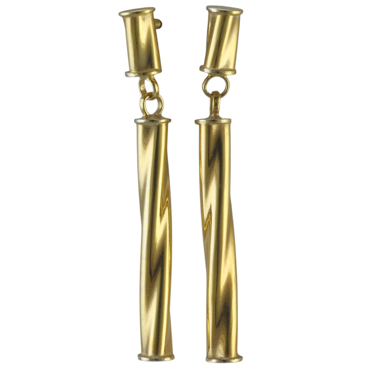 9ct Gold Twisted Long Drop Earrings