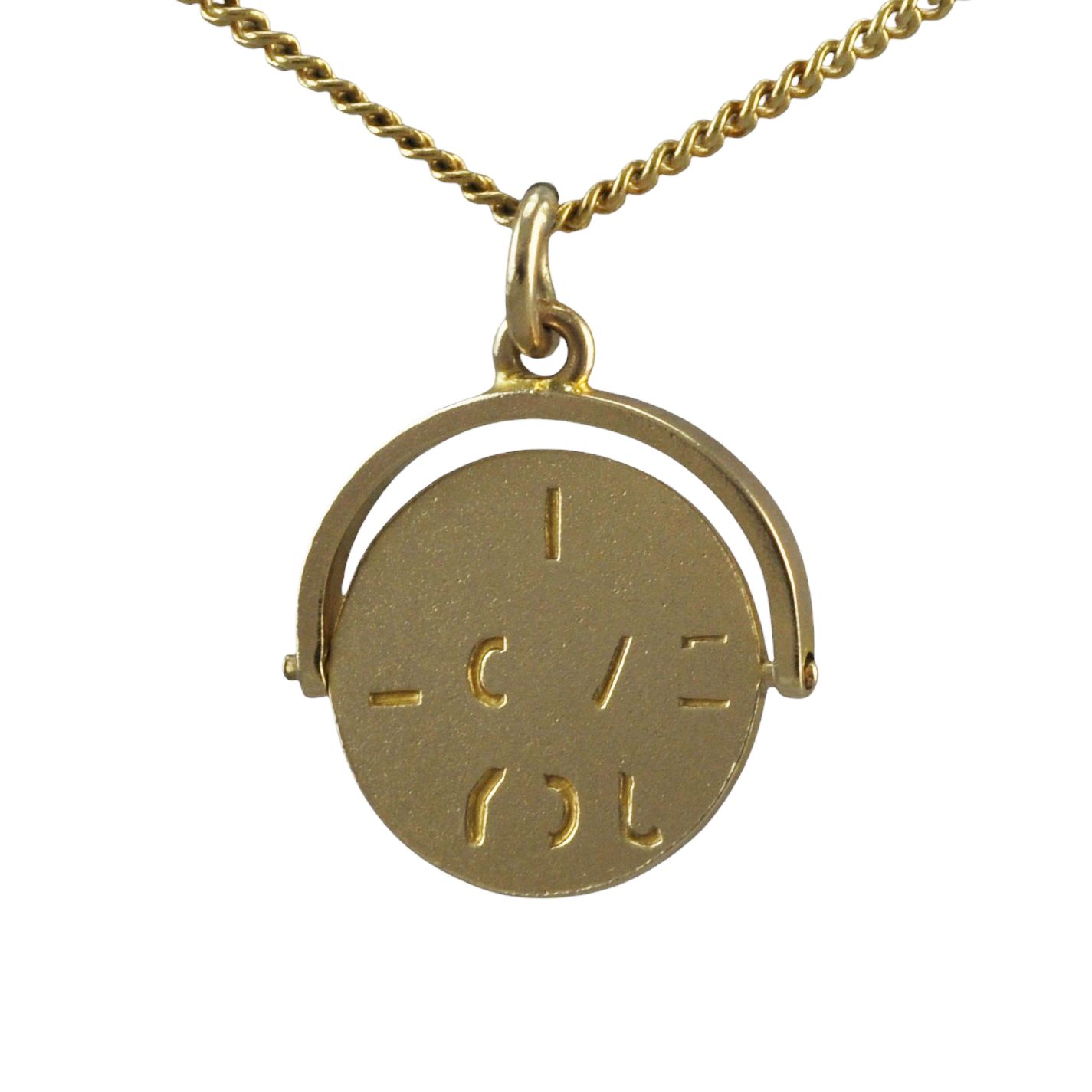 Vintage 9ct Gold I Love You Spinning Pendant