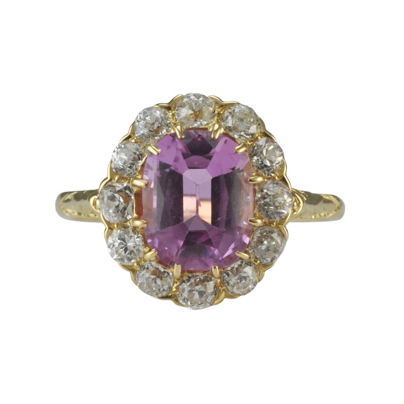 18ct Pink Tourmaline and Diamond Cluster Ring - SOLD