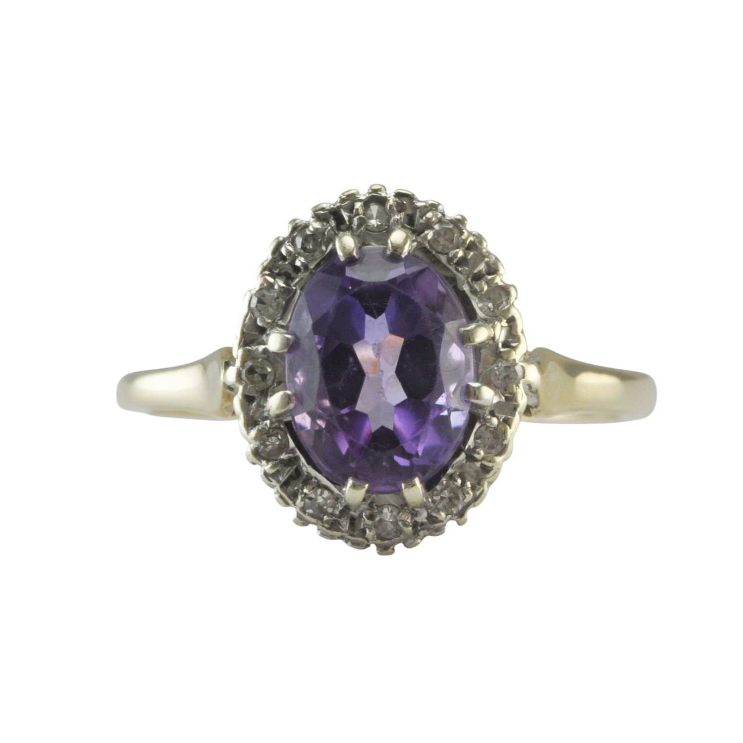 9ct Amethyst and Diamond Cluster Ring