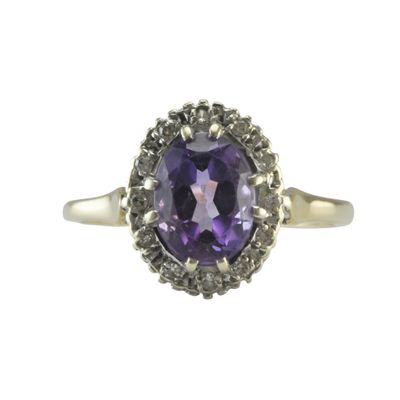 9ct Amethyst and Diamond Cluster Ring