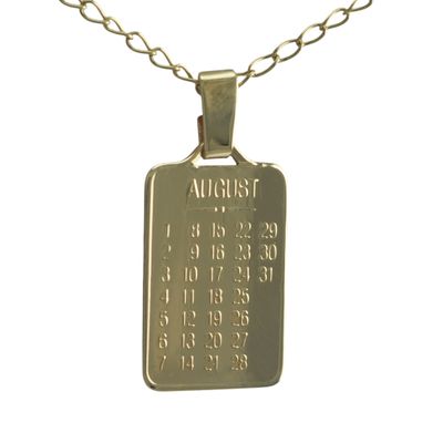 9ct Gold August Calendar