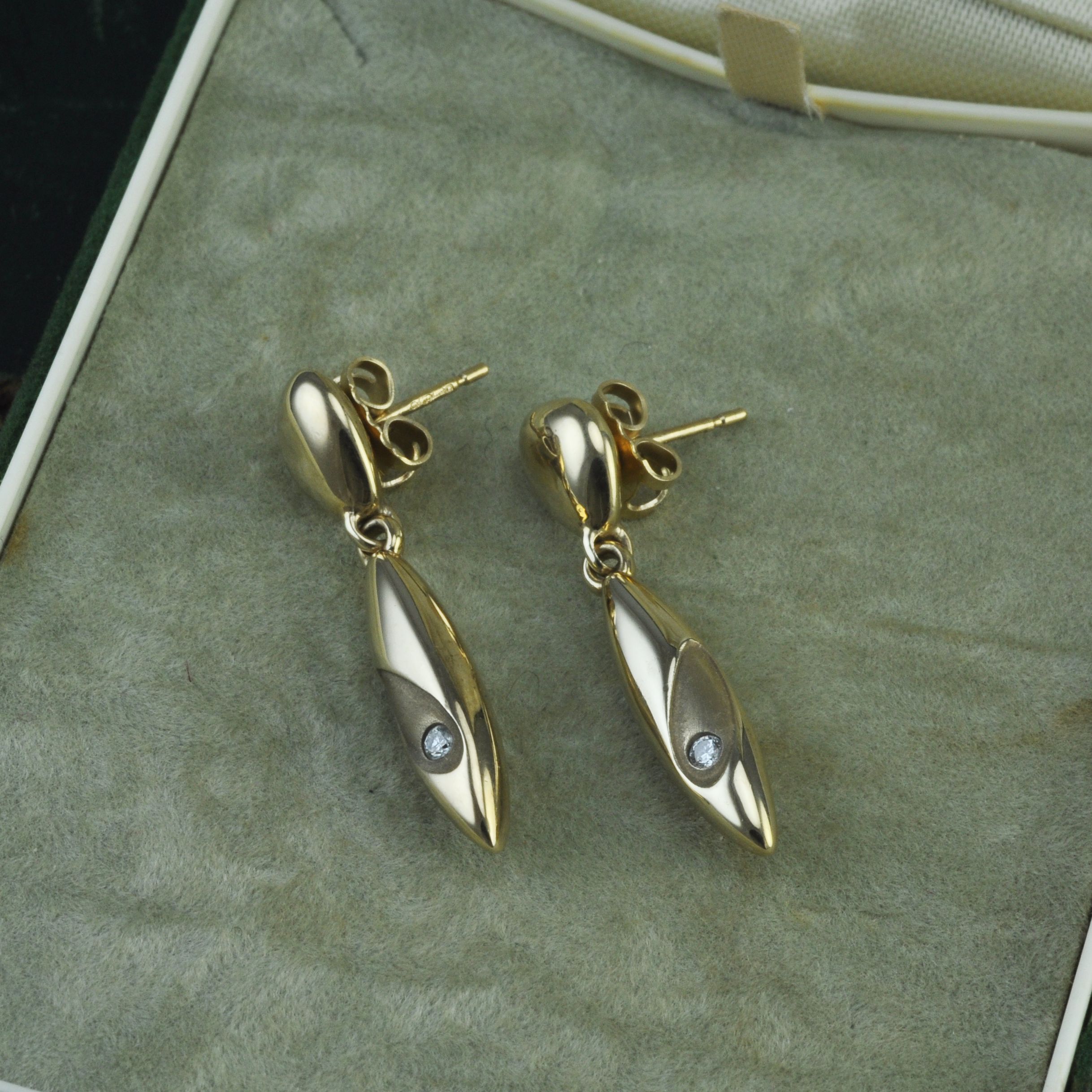 9ct Gold Diamond Drop Earrings