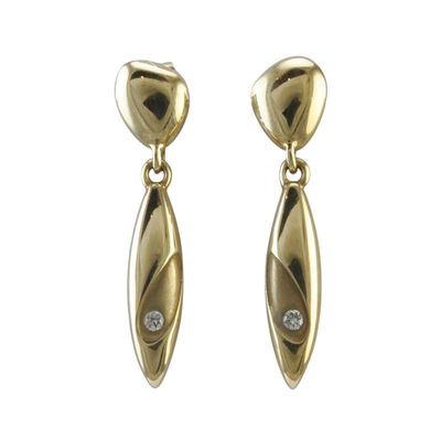 9ct Gold Diamond Drop Earrings