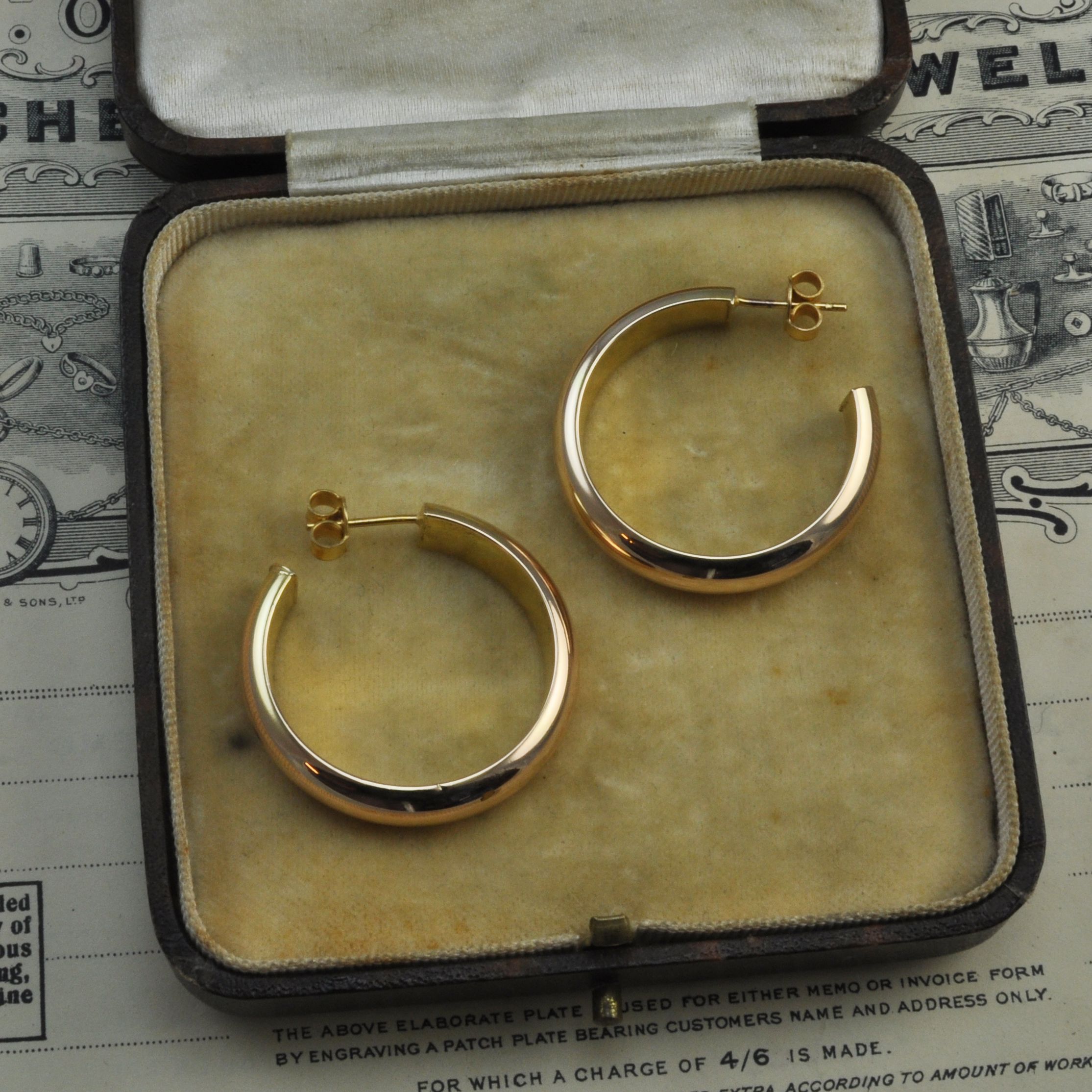 9ct Gold Large Hollow Hoop Earrings