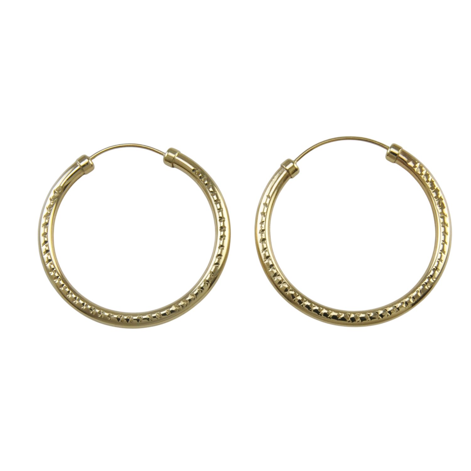 9ct Patterned Hollow Hoops