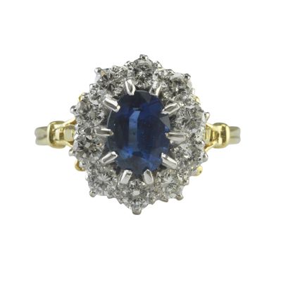 18ct Gold Sapphire and Diamond Cluster Ring - Reserved