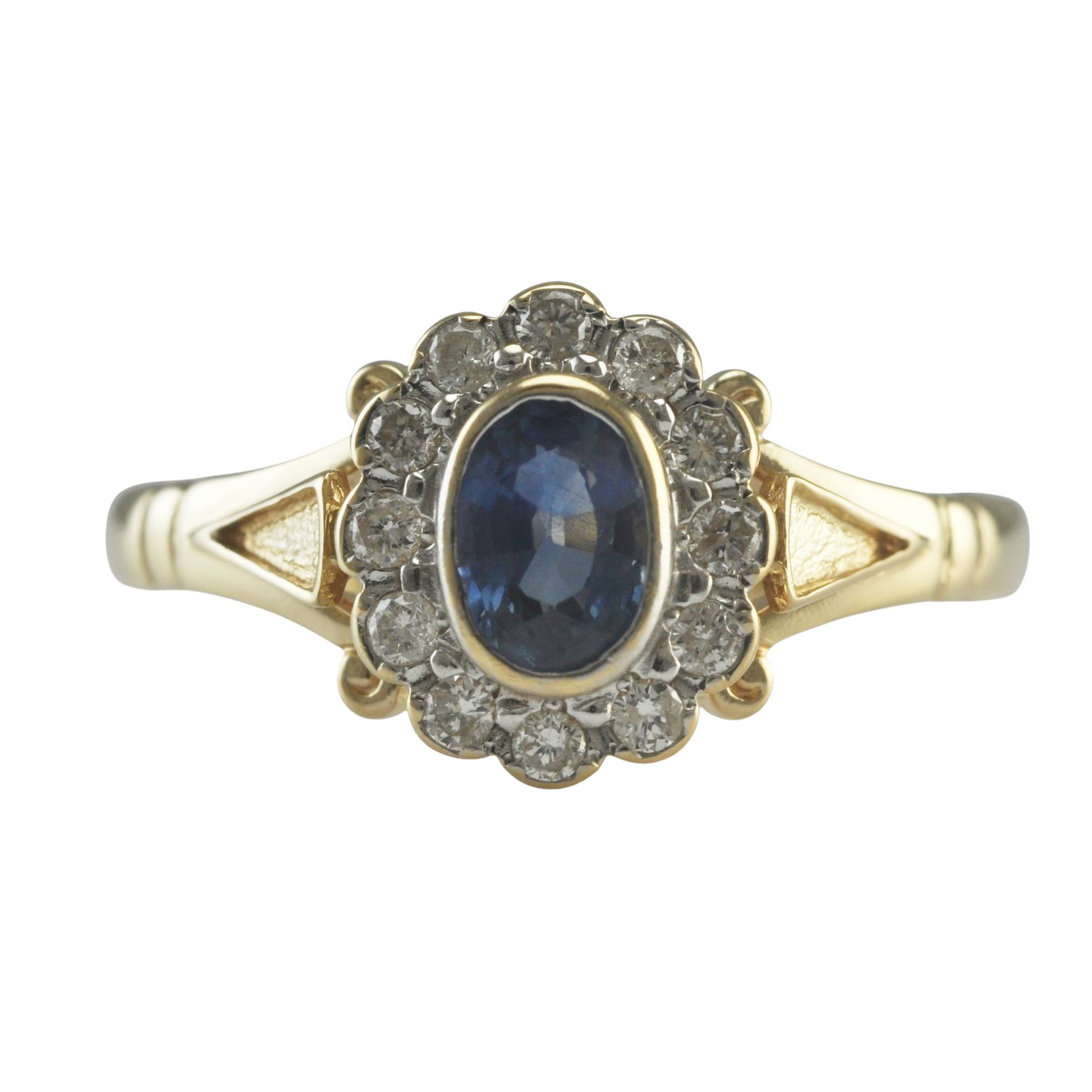 14ct Gold Sapphire and Diamond Cluster Ring