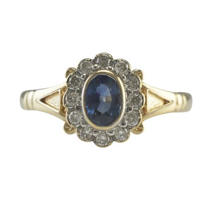 14ct Gold Sapphire and Diamond Cluster Ring